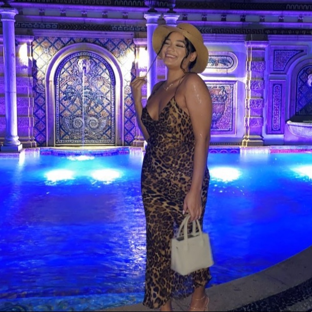Maxi Semi-Sheer Cheetah Print Dress